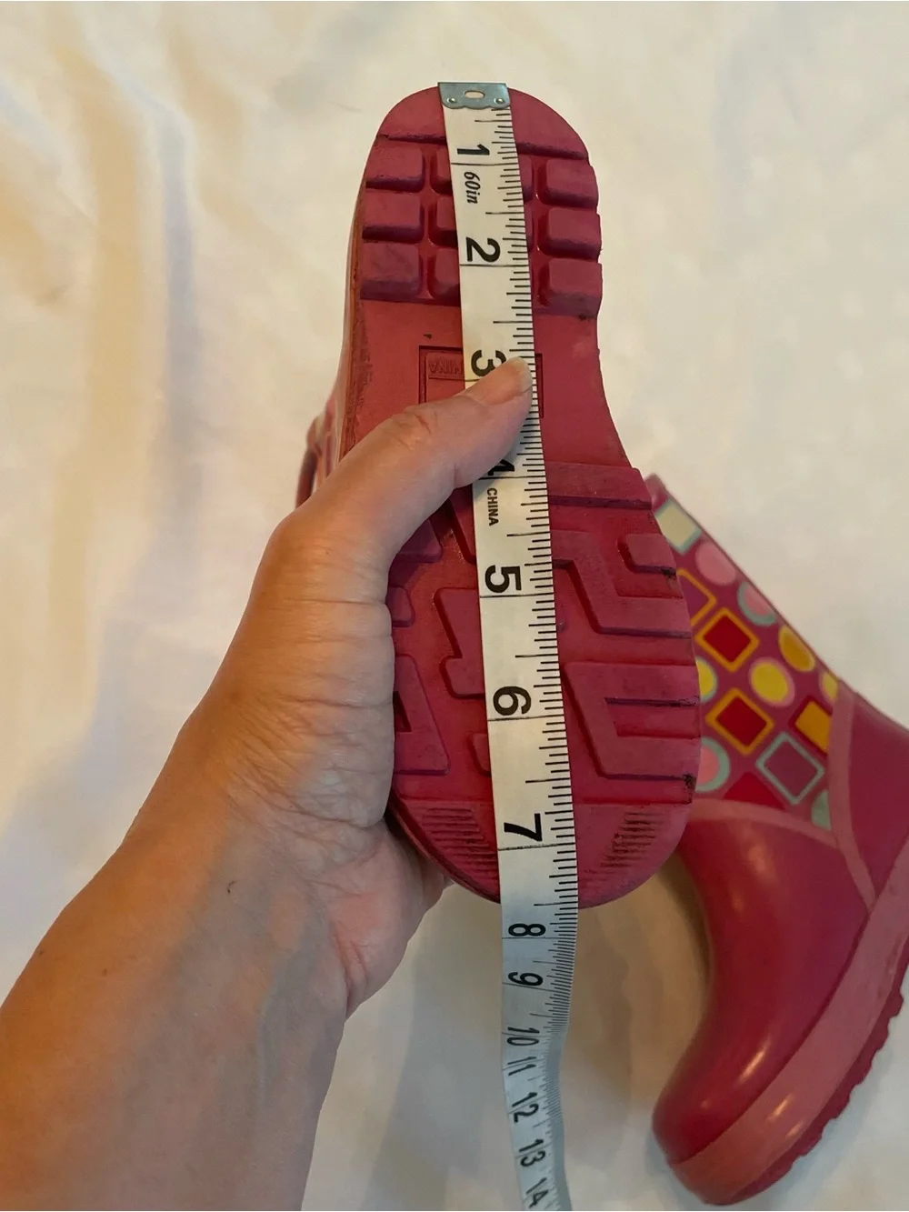 Stride Rite Toddler Kids Pink Patterned Rain Boots with Handles, Size 9